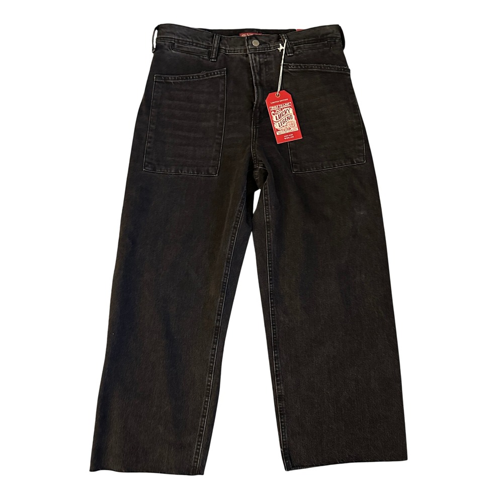 Lucky Brand Lucky Legend Wide Leg Jeans Womens 12/31 Black NWT High Rise Patch